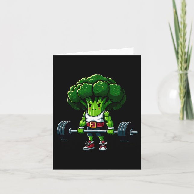 Broccoli Deadlift Weightlift Gym Vegan Tee Powe Kort (Framsida)