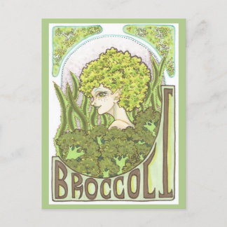 Broccoli Fantasy Art nouveau Porträtt Skriv ut Vykort