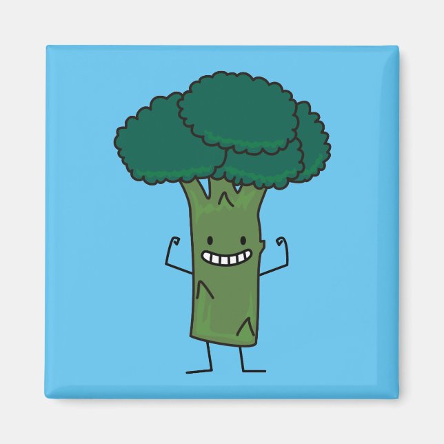 Broccoli Flexing lycklig träd head grönt vegetabil Magnet (Framsidan)