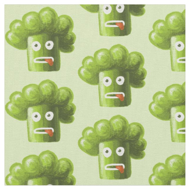 Broccoli Funny Vegan Vegetarian Mönster Tyg (Närbild)