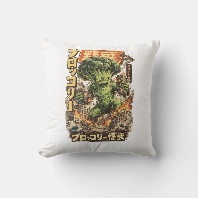 Broccoli Kaiju – Grönsakapokalyps Kudde (Framsida)