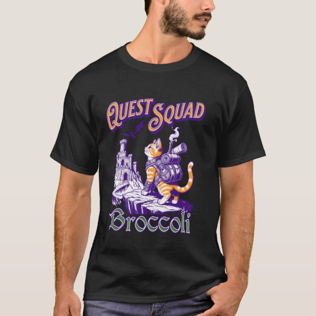 Broccoli Katt Quest Fantasy Squad Män Kvinnor Barn T Shirt (Framsida)