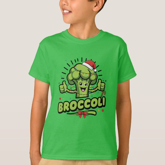 Broccoli Kids jul Funny Broccoli Småbarn T Shirt (Framsida)