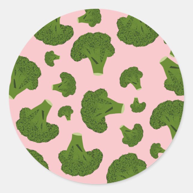 Broccoli Mönster Runt Klistermärke (Framsida)