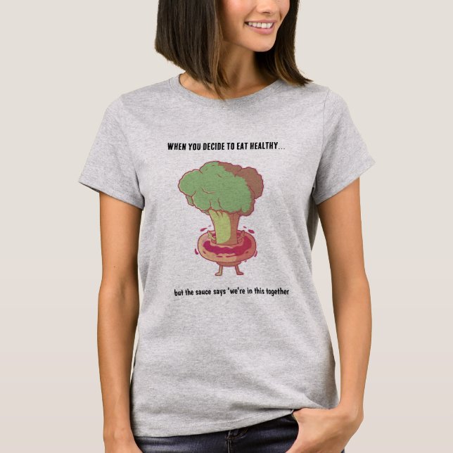 Broccoli-munk - Rolig mat-pun-illustration T Shirt (Framsida)