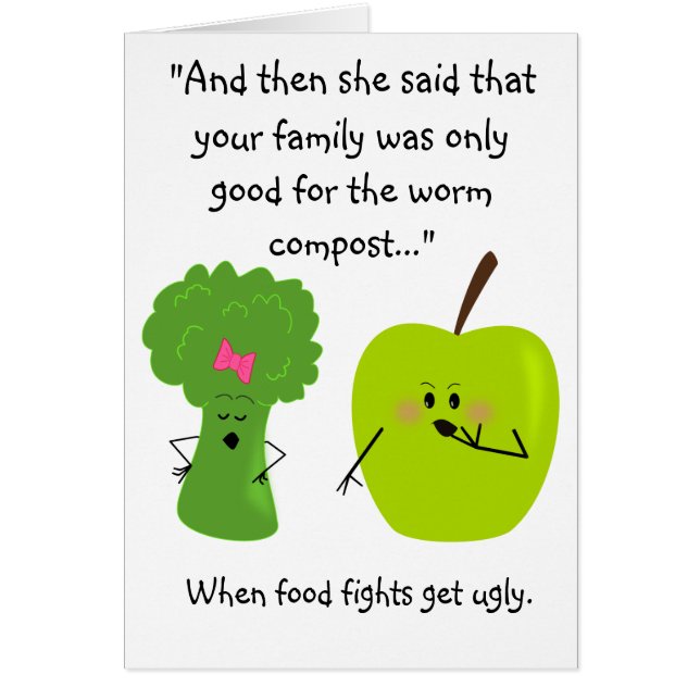 Broccoli och Apple Funny Earth Day Card OBS Kort (Framsidan)