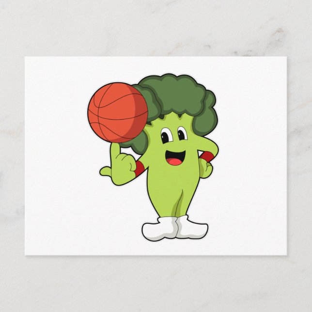 Broccoli på basketbollssporter vykort (Framsida)