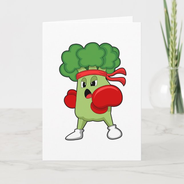 Broccoli på boxning med boxningshandskar kort (Framsida)