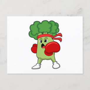 Broccoli på boxning med boxningshandskar vykort