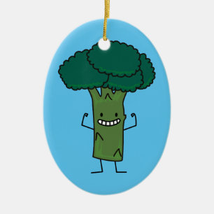 Broccoli som böjer den lyckliga grönsaken för julgransprydnad keramik
