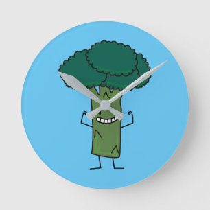 Broccoli som böjer den lyckliga grönsaken för rund klocka