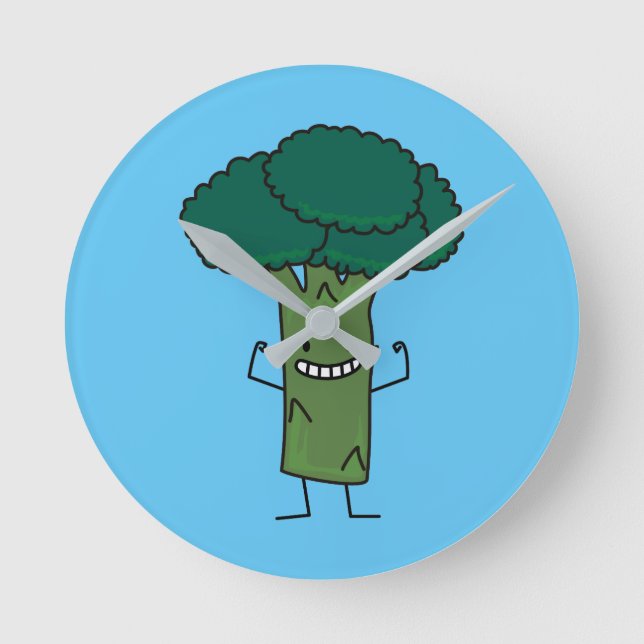 Broccoli som böjer den lyckliga grönsaken för rund klocka (Framsida)