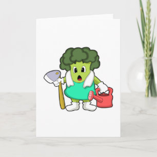 Broccoli som bonde med vattenkanna kort