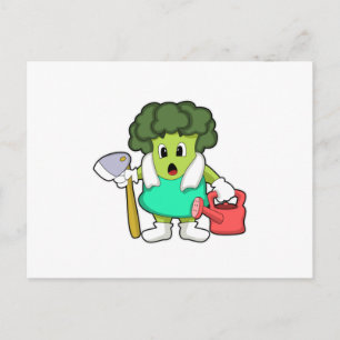 Broccoli som bonde med vattenkanna vykort