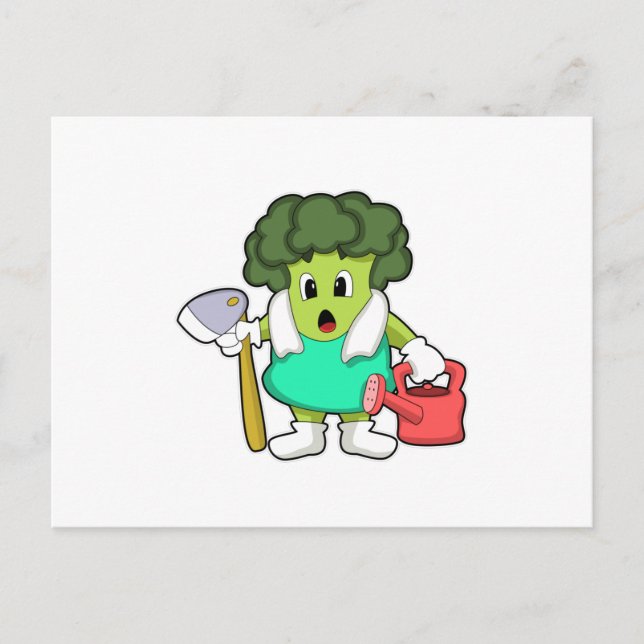 Broccoli som bonde med vattenspruta vykort (Framsida)