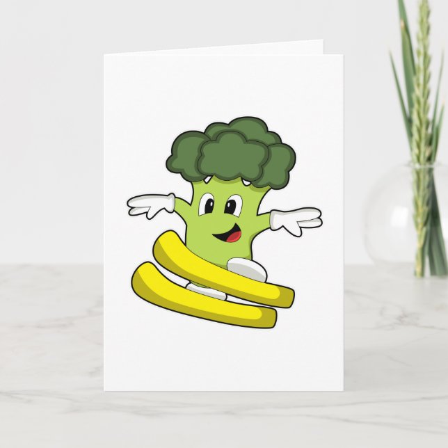 Broccoli som skidåkare med skidor kort (Framsida)