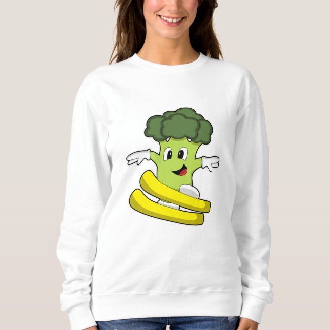 Broccoli som skidåkare med skidor t shirt (Framsida)