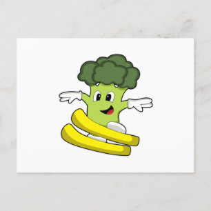 Broccoli som skidåkare med skidor vykort