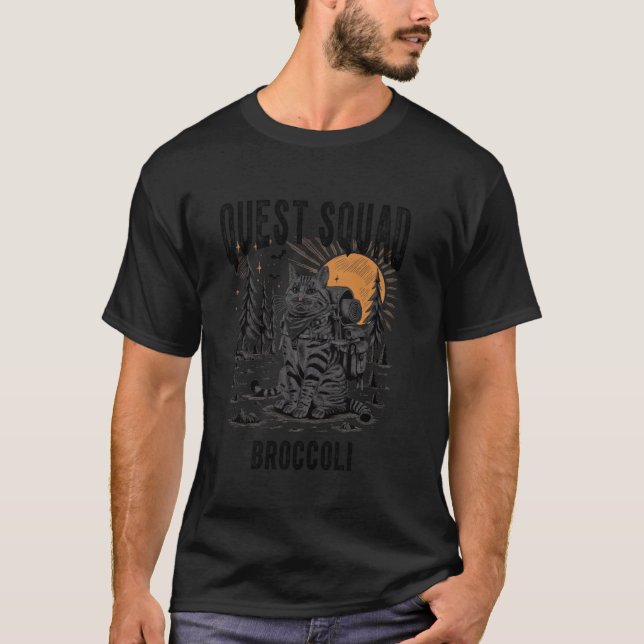 Broccoli Squad Quest katt T Shirt (Framsida)