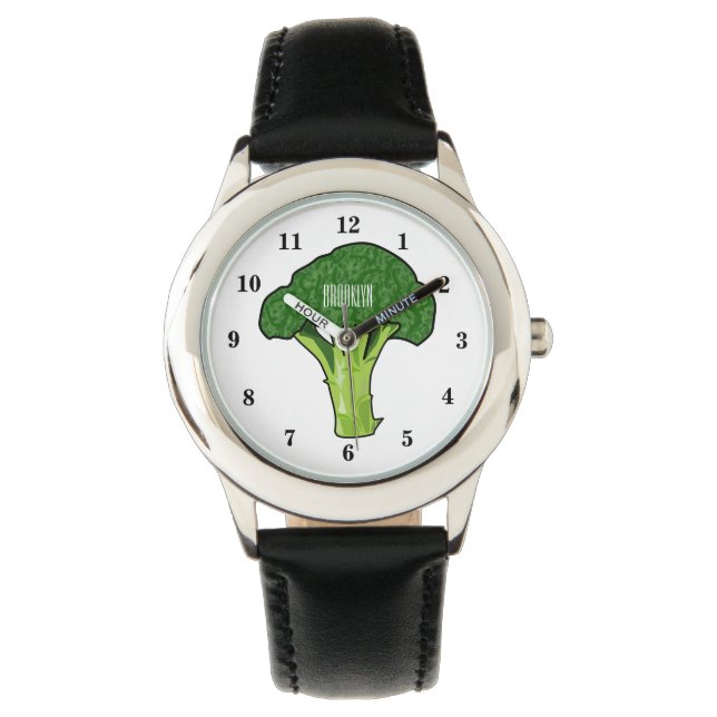 Broccoli tecknad illustration armbandsur (Framsida)