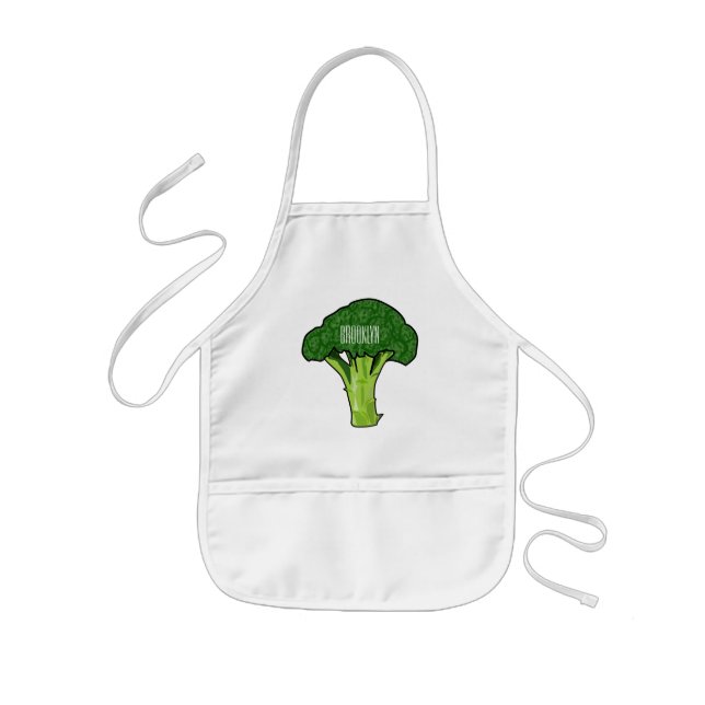 Broccoli tecknad illustration barnförkläde (Framsidan)