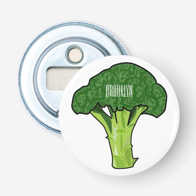 Broccoli tecknad illustration flasköppnare (Framsidan)