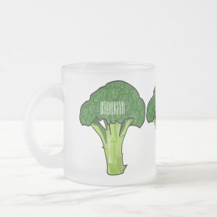 Broccoli tecknad illustration frostad glasmugg