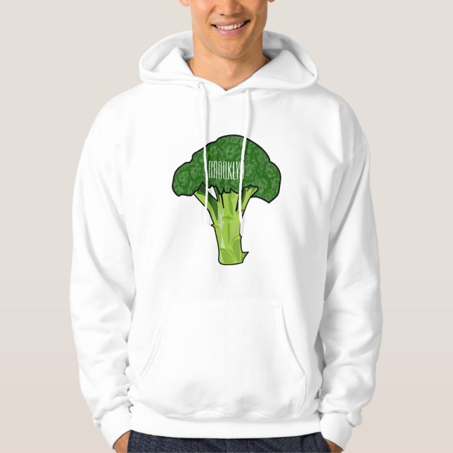 Broccoli tecknad illustration hoodie (Framsida)