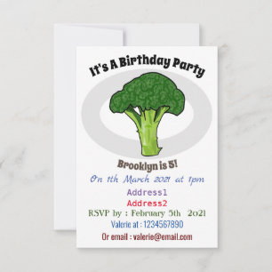 Broccoli tecknad illustration inbjudningar