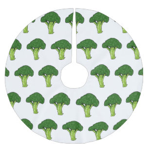 Broccoli tecknad illustration julgransmatta borstad polyester