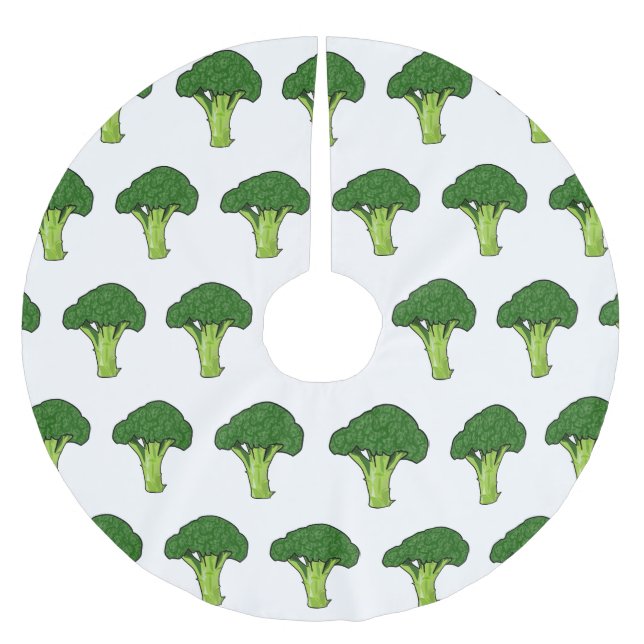 Broccoli tecknad illustration julgransmatta borstad polyester (Framsidan)