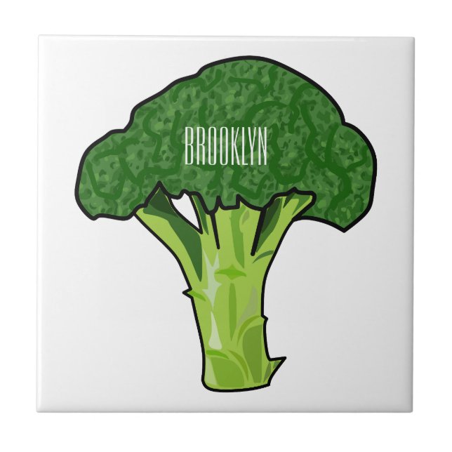 Broccoli tecknad illustration kakelplatta (Framsidan)