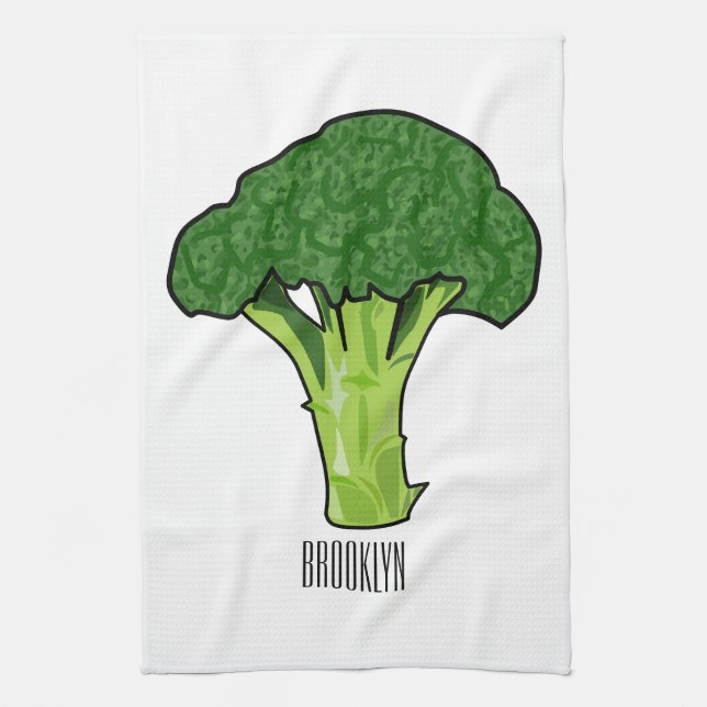 Broccoli tecknad illustration kökshandduk (Vertikal)