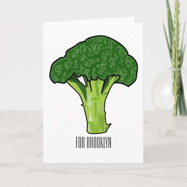 Broccoli tecknad illustration kort (Framsida)