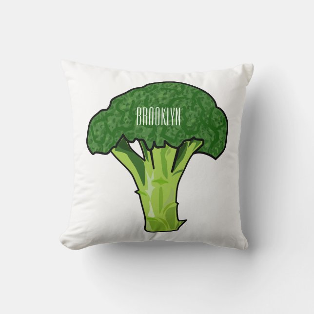 Broccoli tecknad illustration kudde (Framsida)