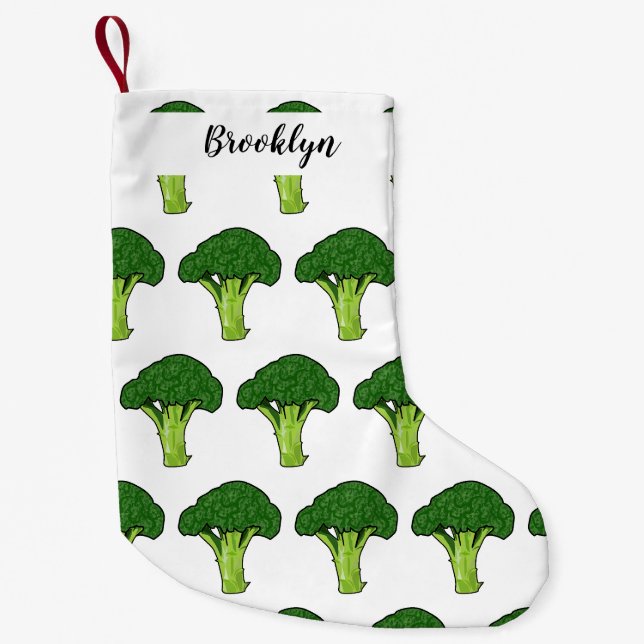 Broccoli tecknad illustration liten julstrumpa (Framsidan)