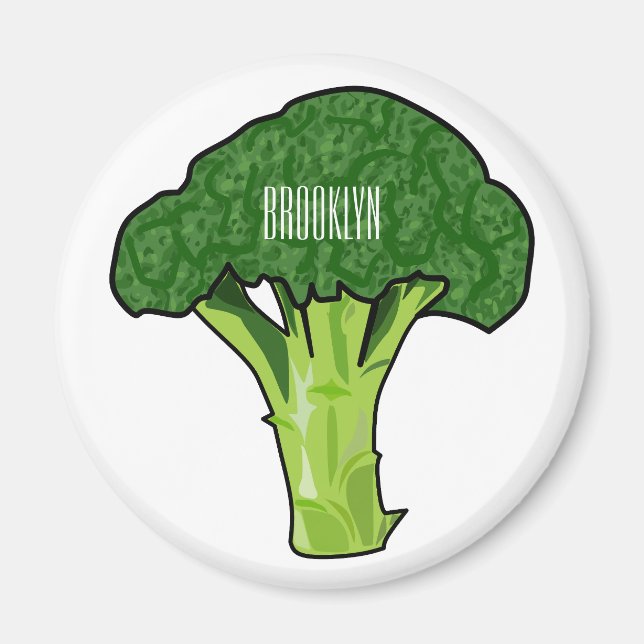 Broccoli tecknad illustration magnet (Framsidan)