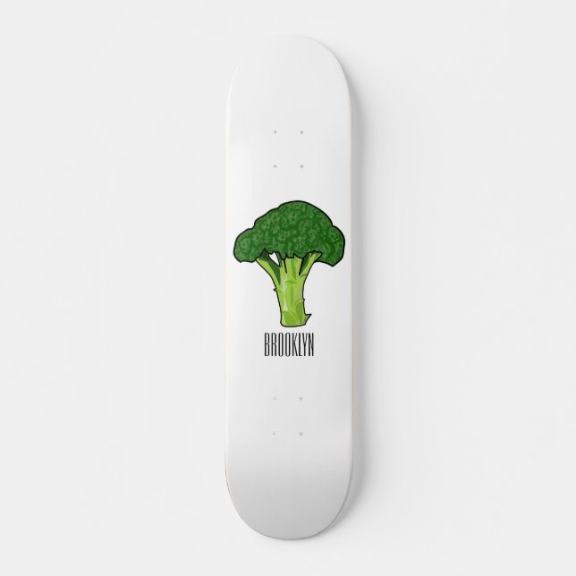 Broccoli tecknad illustration mini skateboard bräda 18,5 cm (Framsida)