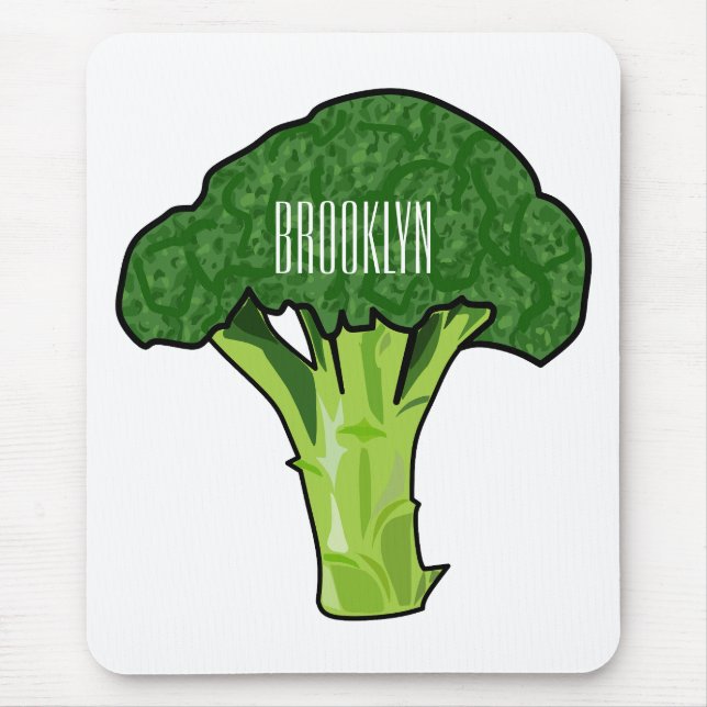 Broccoli tecknad illustration musmatta (Framsidan)