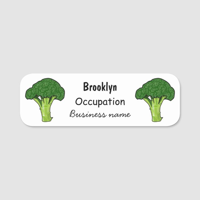 Broccoli tecknad illustration namnbricka (Framsida)