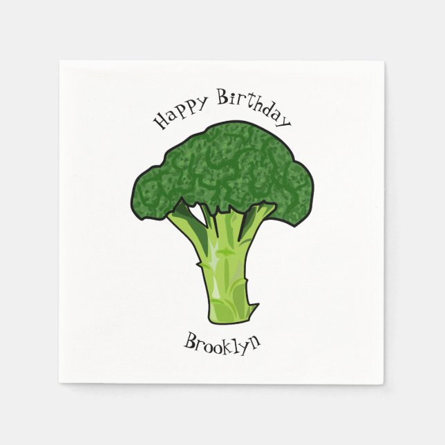 Broccoli tecknad illustration pappersservett (Framsidan)