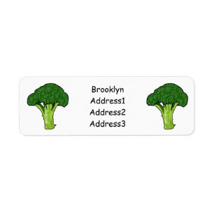 Broccoli tecknad illustration returadress etikett