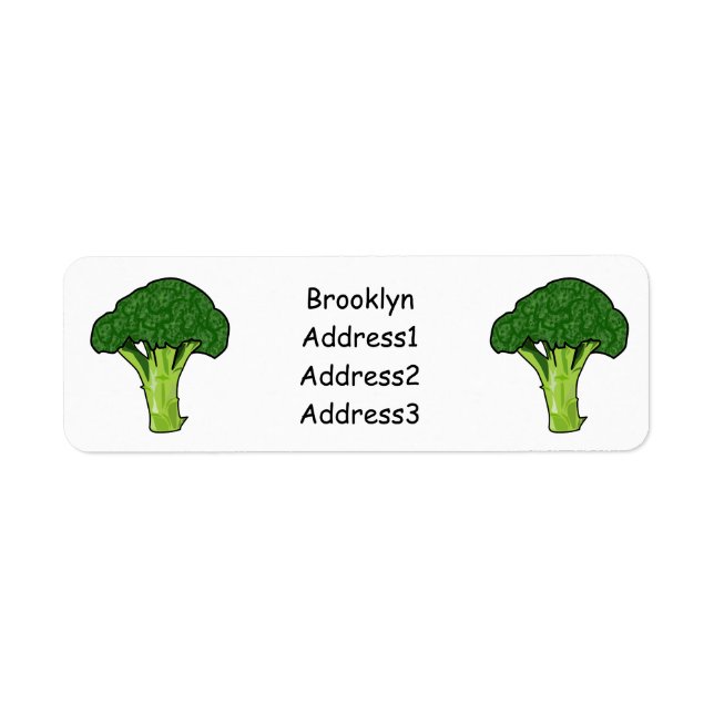 Broccoli tecknad illustration returadress etikett (Framsidan)