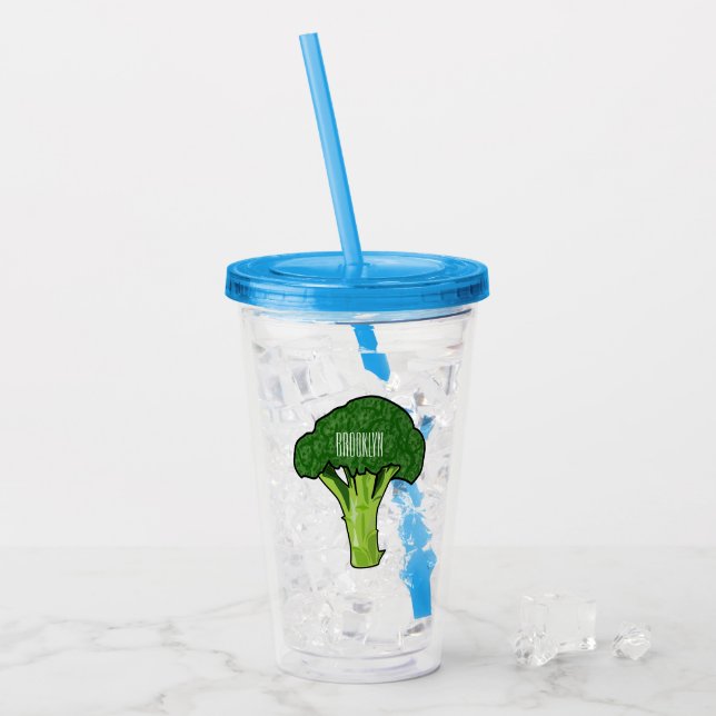 Broccoli tecknad illustration take away mugg (Framsida Ice)