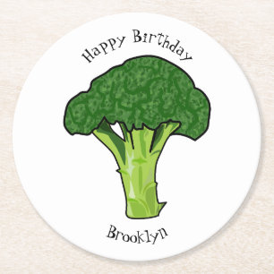 Broccoli tecknad illustration underlägg papper rund