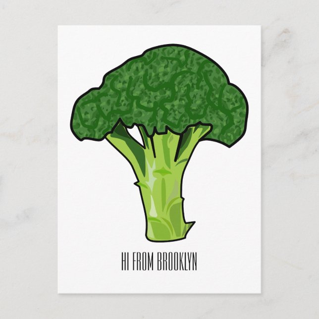 Broccoli tecknad illustration vykort (Framsida)