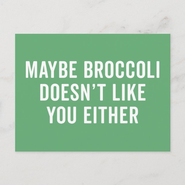 Broccoli tycker inte om dig. vykort (Framsida)