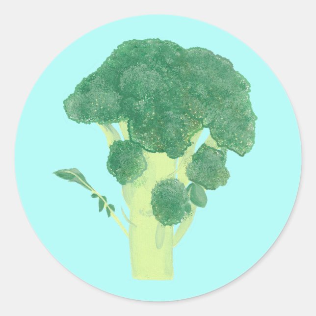 Broccoli Vegetable Food Stickers Runt Klistermärke (Framsida)