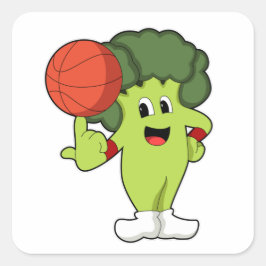 Broccoli vid Basketball Sports Fyrkantigt Klistermärke