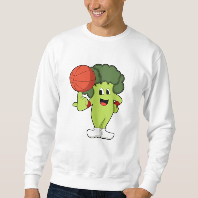 Broccoli vid Basketball Sports Lång Ärmad Tröja (Framsida)